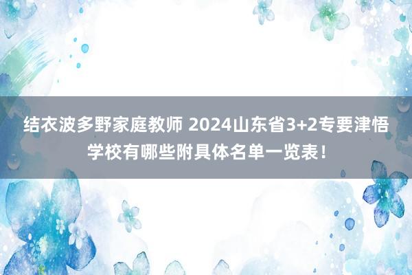 结衣波多野家庭教师 2024山东省3+2专要津悟学校有哪些附具体名单一览表！