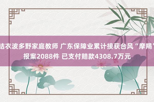 结衣波多野家庭教师 广东保障业累计接获台风“摩羯”报案2088件 已支付赔款4308.7万元