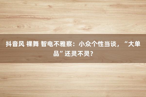 抖音风 裸舞 智电不雅察：小众个性当谈，“大单品”还灵不灵？