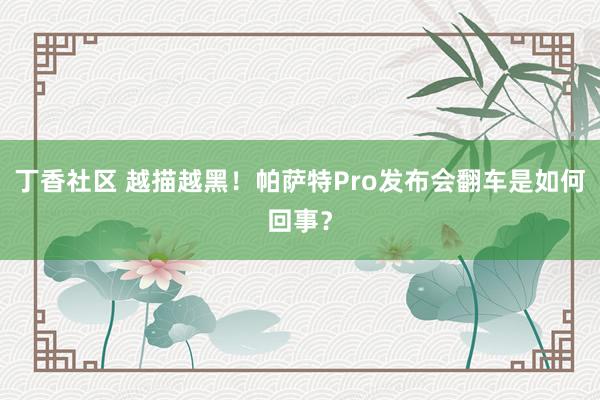 丁香社区 越描越黑！帕萨特Pro发布会翻车是如何回事？