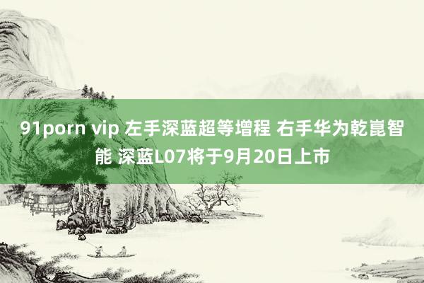 91porn vip 左手深蓝超等增程 右手华为乾崑智能 深蓝L07将于9月20日上市