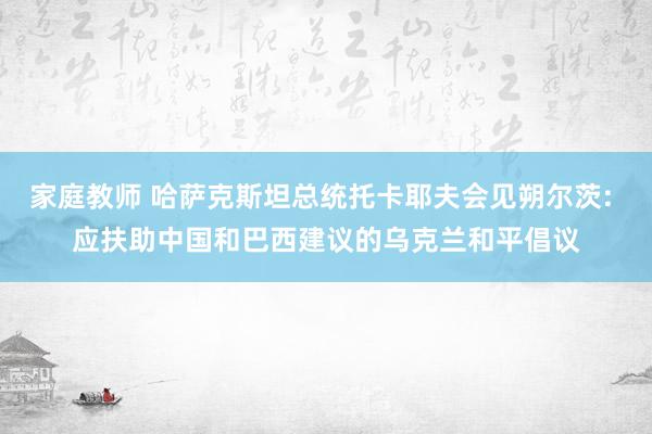 家庭教师 哈萨克斯坦总统托卡耶夫会见朔尔茨: 应扶助中国和巴西建议的乌克兰和平倡议