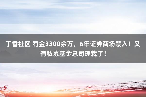 丁香社区 罚金3300余万，6年证券商场禁入！又有私募基金总司理栽了！