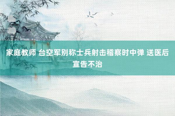 家庭教师 台空军别称士兵射击稽察时中弹 送医后宣告不治