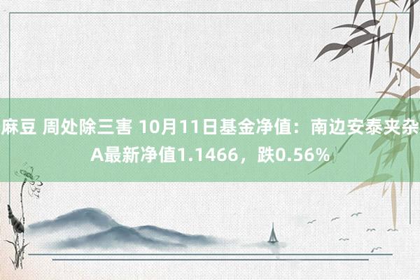 麻豆 周处除三害 10月11日基金净值：南边安泰夹杂A最新净值1.1466，跌0.56%