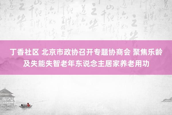 丁香社区 北京市政协召开专题协商会 聚焦乐龄及失能失智老年东说念主居家养老用功