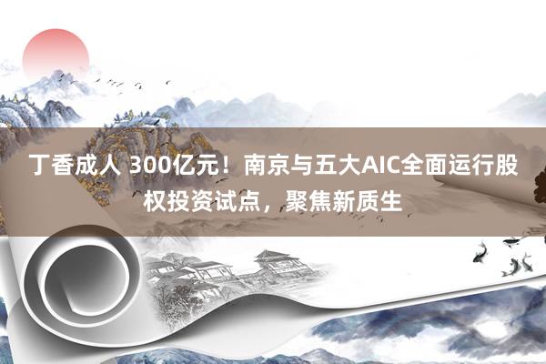 丁香成人 300亿元！南京与五大AIC全面运行股权投资试点，聚焦新质生