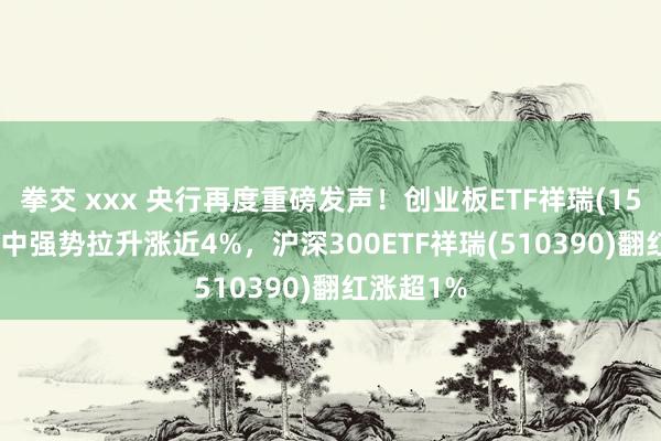 拳交 xxx 央行再度重磅发声！创业板ETF祥瑞(159964)盘中强势拉升涨近4%，沪深300ETF祥瑞(510390)翻红涨超1%