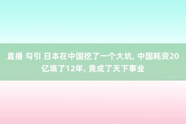 直播 勾引 日本在中国挖了一个大坑， 中国耗资20亿填了12年， 竟成了天下事业