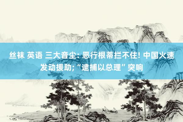 丝袜 英语 三大音尘: 恶行根蒂拦不住! 中国火速发动援助;“逮捕以总理”突响