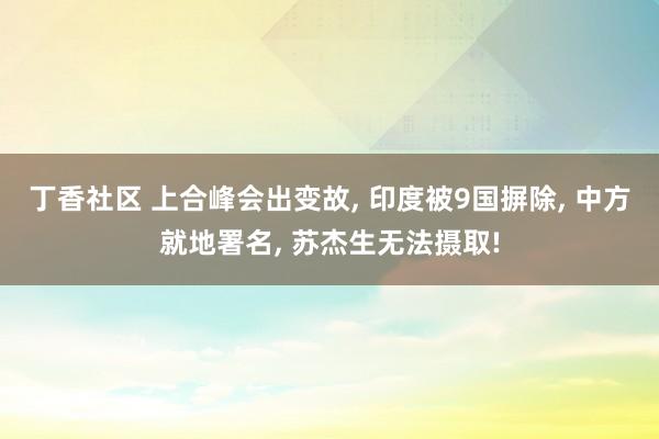 丁香社区 上合峰会出变故， 印度被9国摒除， 中方就地署名， 苏杰生无法摄取!