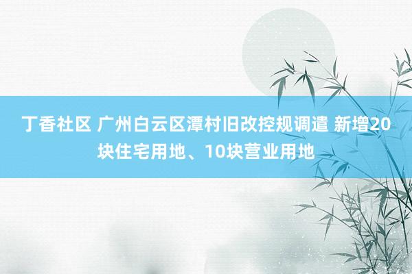 丁香社区 广州白云区潭村旧改控规调遣 新增20块住宅用地、10块营业用地