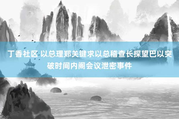 丁香社区 以总理郑关键求以总稽查长探望巴以突破时间内阁会议泄密事件