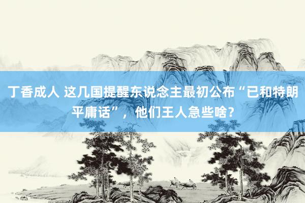 丁香成人 这几国提醒东说念主最初公布“已和特朗平庸话”，他们王人急些啥？