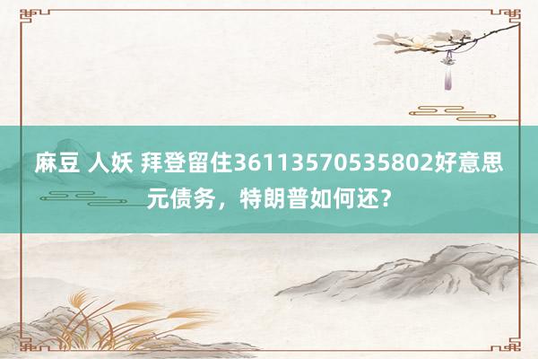 麻豆 人妖 拜登留住36113570535802好意思元债务，特朗普如何还？