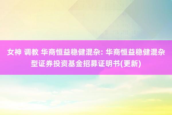 女神 调教 华商恒益稳健混杂: 华商恒益稳健混杂型证券投资基金招募证明书(更新)