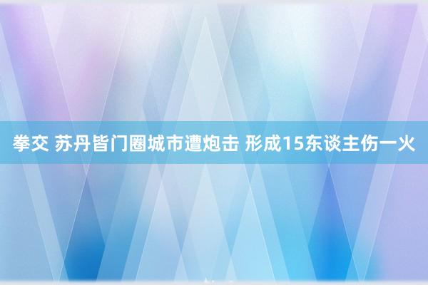 拳交 苏丹皆门圈城市遭炮击 形成15东谈主伤一火