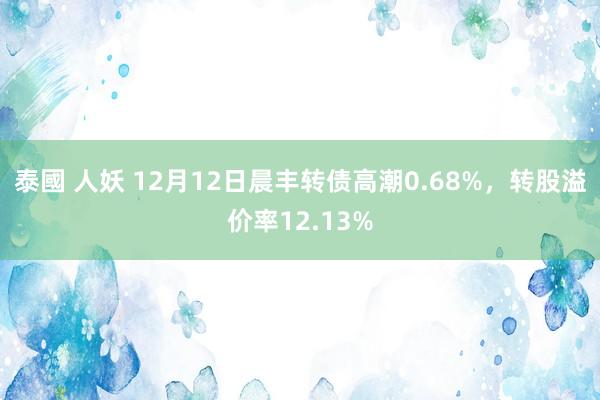 泰國 人妖 12月12日晨丰转债高潮0.68%，转股溢价率12.13%