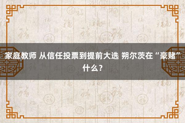 家庭教师 从信任投票到提前大选 朔尔茨在“豪赌”什么？