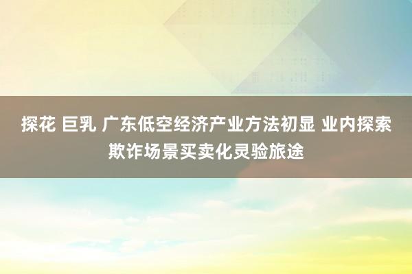 探花 巨乳 广东低空经济产业方法初显 业内探索欺诈场景买卖化灵验旅途