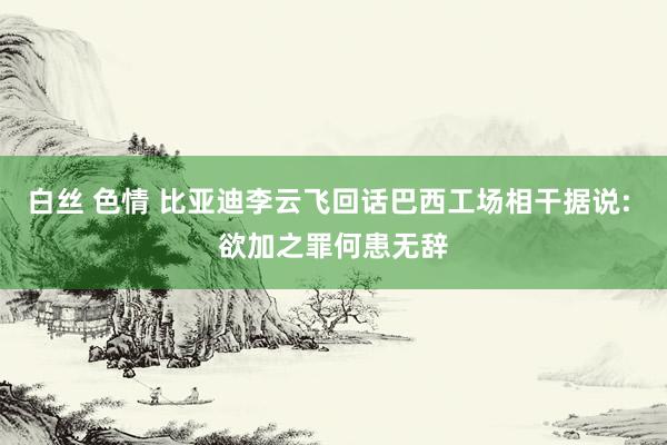 白丝 色情 比亚迪李云飞回话巴西工场相干据说: 欲加之罪何患无辞