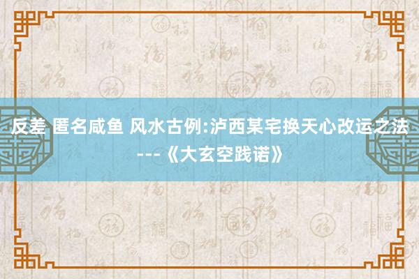 反差 匿名咸鱼 风水古例:泸西某宅换天心改运之法---《大玄空践诺》