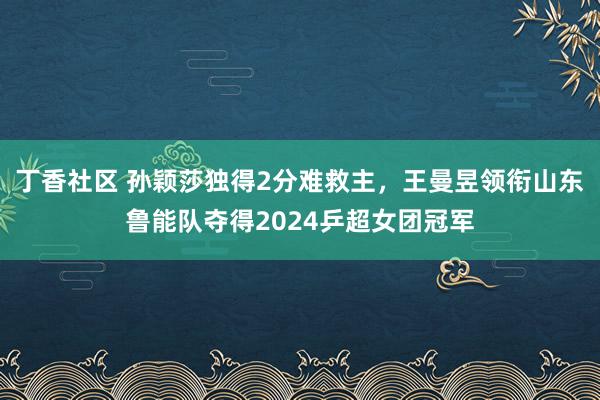 丁香社区 孙颖莎独得2分难救主，王曼昱领衔山东鲁能队夺得2024乒超女团冠军