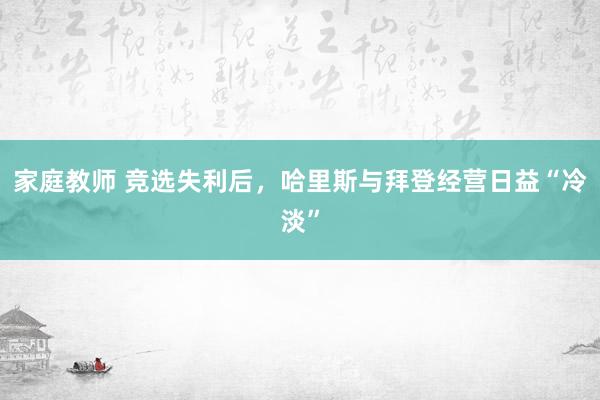 家庭教师 竞选失利后，哈里斯与拜登经营日益“冷淡”