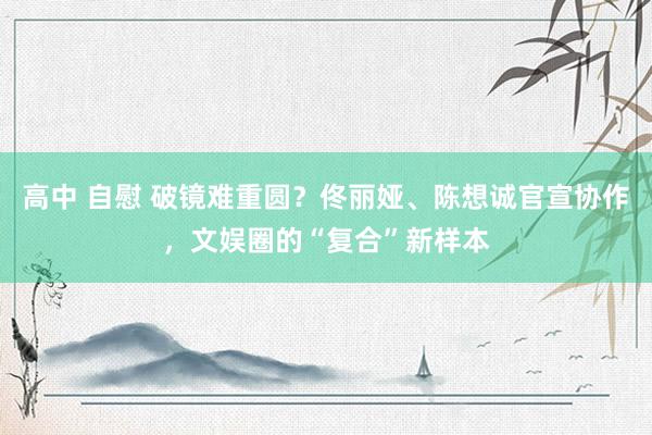 高中 自慰 破镜难重圆？佟丽娅、陈想诚官宣协作，文娱圈的“复合”新样本