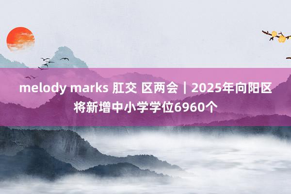 melody marks 肛交 区两会｜2025年向阳区将新增中小学学位6960个