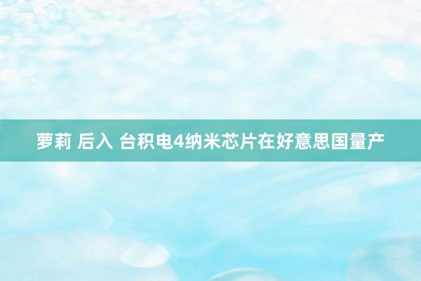 萝莉 后入 台积电4纳米芯片在好意思国量产